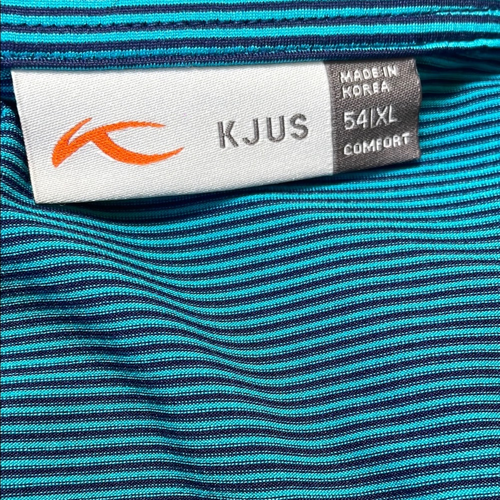 KJUS Men's Teal Striped Polo Shirt - Picture 2 of 4